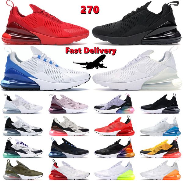 Hotsale 270 Running Shoes Men Women 270s Triple Red Black White Barely Rose Be True University Blue Tiger Grape Mens Trainers Sport Sneakers
