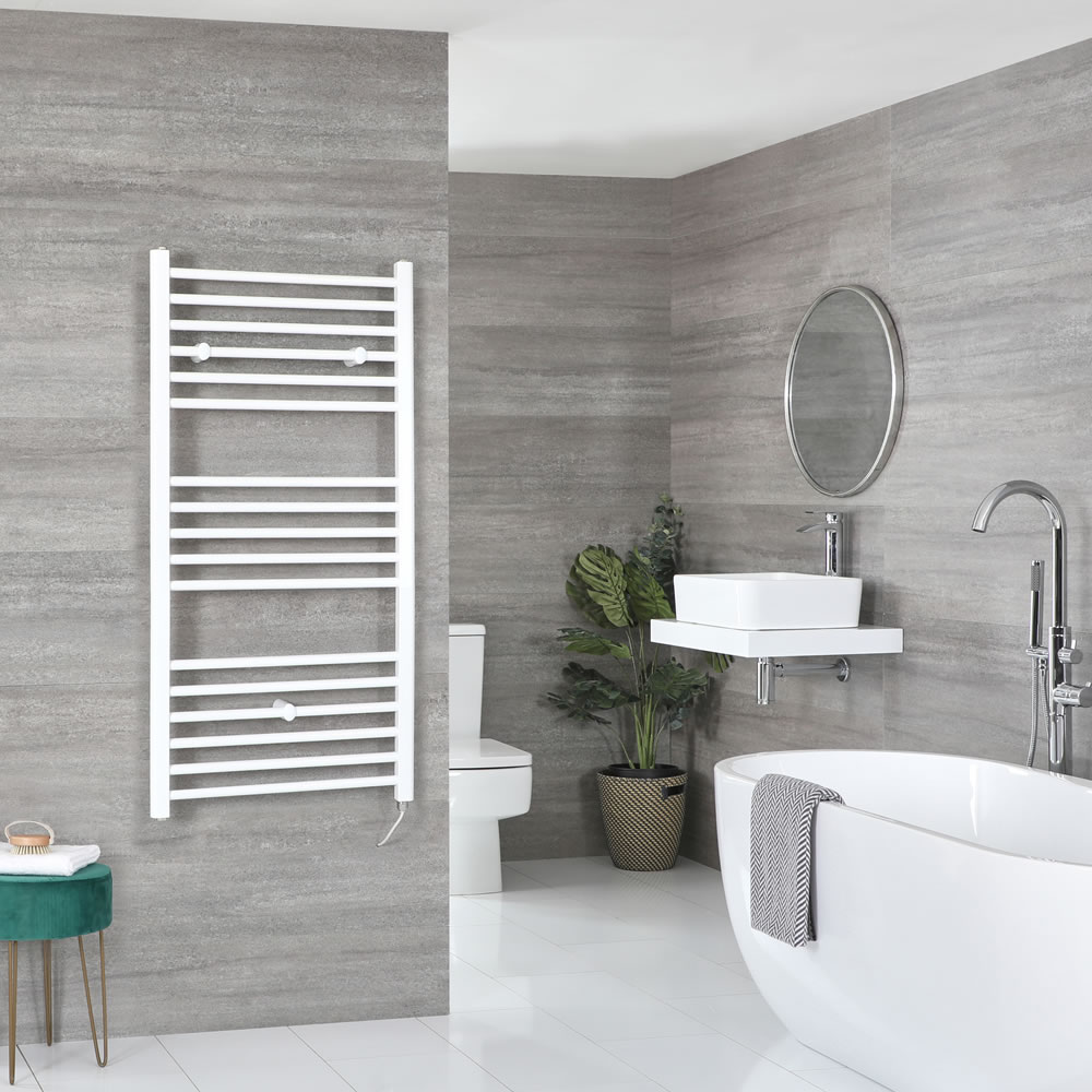 Radiador Toallero Eléctrico Plano Blanco - 1200mm x 500mm - Ive