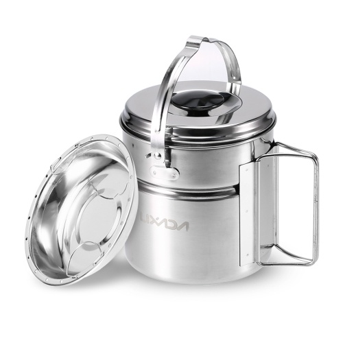 Lixada de acero inoxidable Bail Handle Camping Pot