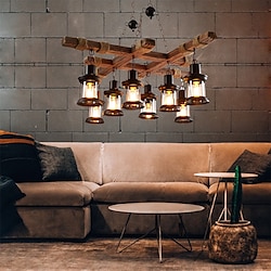 8-Light 68 cm Mini Style Chandelier Metal Glass Painted Finishes Rustic / Lodge / Artistic 110-120V / 220-240V Lightinthebox