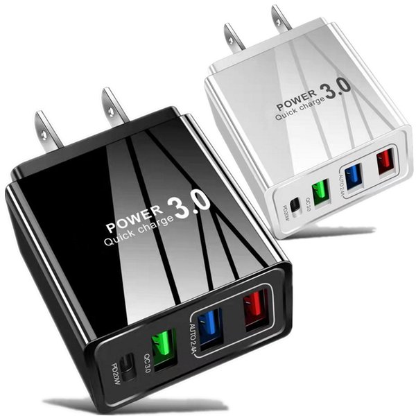 4 Ports PD USB-C AC Home Travel Wall Charger Power adapters High speed Charge Plugs For IPhone 11 12 13 Samsung Htc Android phone PC