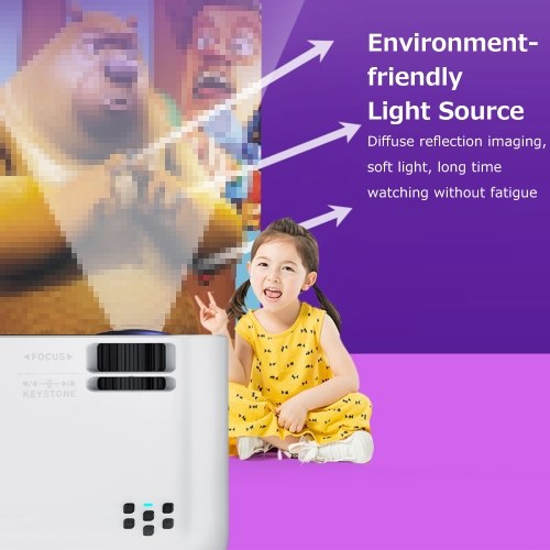 Projecteur LCD Portable 720P résolution physique Ports multiples pour bureau Home cinéma blanc US Plug (même Version d'écran)