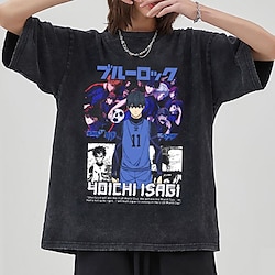 Blue Lock Isagi Yoichi T-shirt Oversized Acid Washed Tee Print Graphic T-shirt For Men's Women's Unisex Adults' Hot Stamping 100% Polyester Casual Daily Lightinthebox