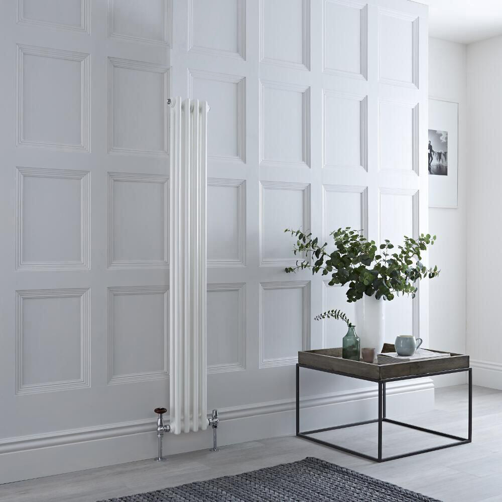 Radiador de Diseño Vertical Doble Tradicional - Blanco - 1500mm x 200mm x 68mm - 548 Vatios - Regent