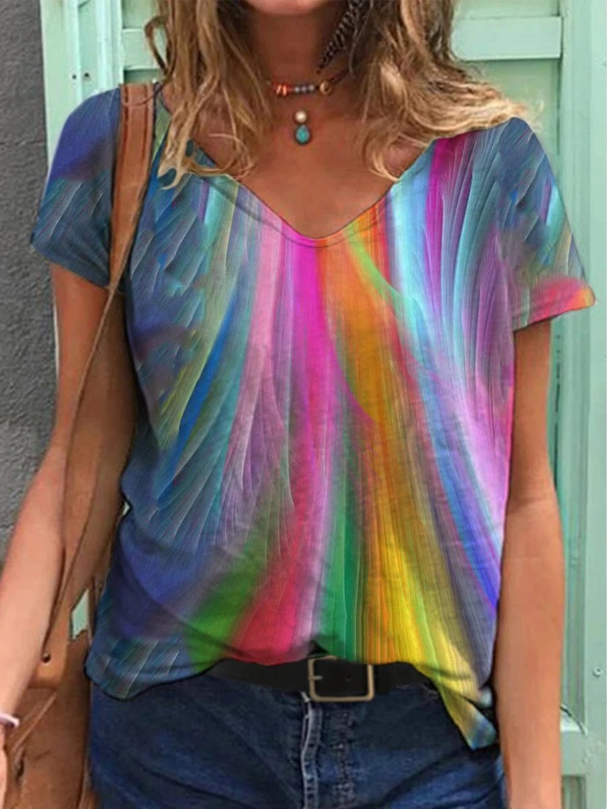 Short Sleeve V Neck T-Shirts - Noracora