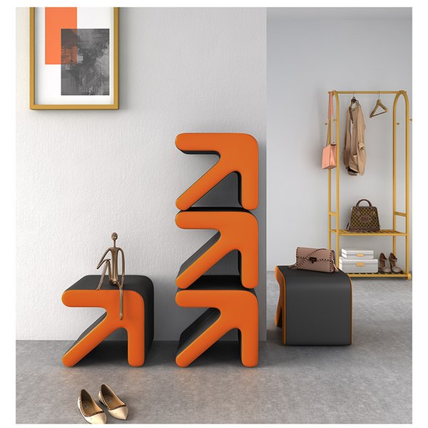 Entrance creative shoe replacement low stool net red leather light luxury home living room sofa seat shopping mall innovative multifunctional arrow stool