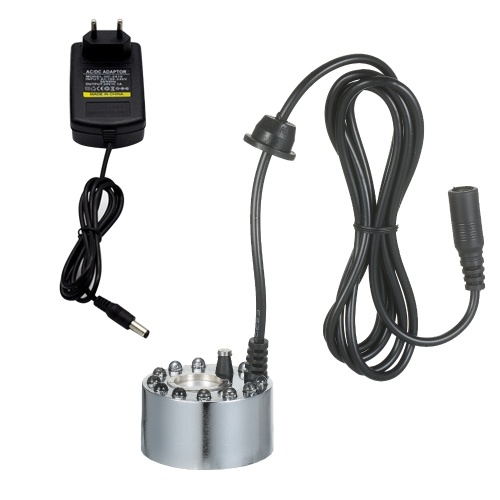 Brumisateur à ultrasons KKmoon 24V 24W avec 12 lampes à LED Atomiseur de brouillard Aquarium Bubbler avec fleur artificielle et support Fogger pour Fish Tank Small Rockery Bonsai Accessory US Plug