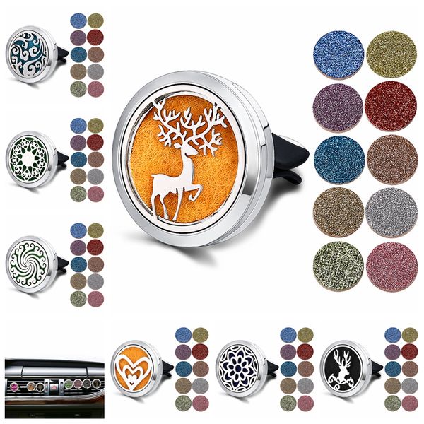 Refillable Car Air Freshener Smell Perfume Diffuser Clip Auto Vent Essential Oil Stainless Steel Locket Interior Accessories