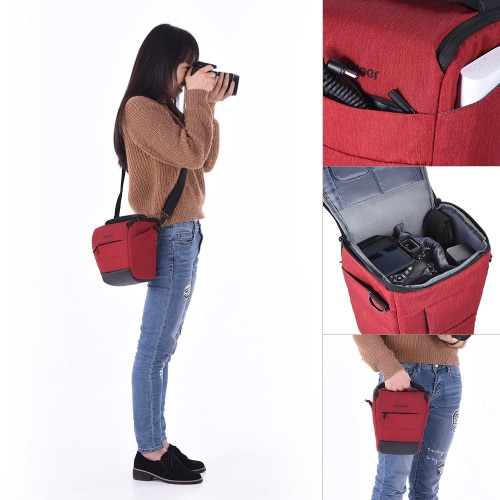 Andoer DSLR Cámara portable caja del hombro de la cámara del bolso liso de poliéster de 1 Cámara 1 de la lente y los accesorios para Canon Nikon Sony Olympus Panasonic Fujifilm