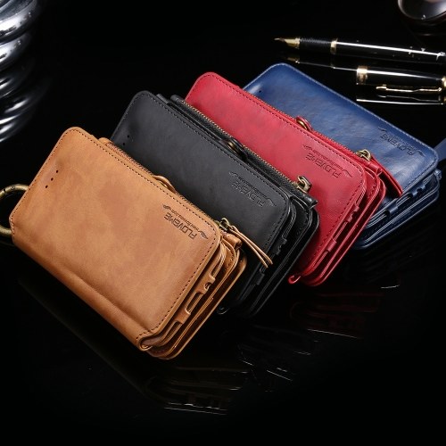 FLOVEME Funda de billetera para Samsung Galaxy S6 / S6 Edge / S7 Funda de cuero desmontable de PU con soporte para teléfono