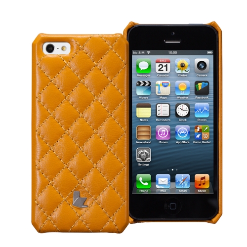 Jisoncase Matelasse d'étui en cuir véritable pour iPhone 5