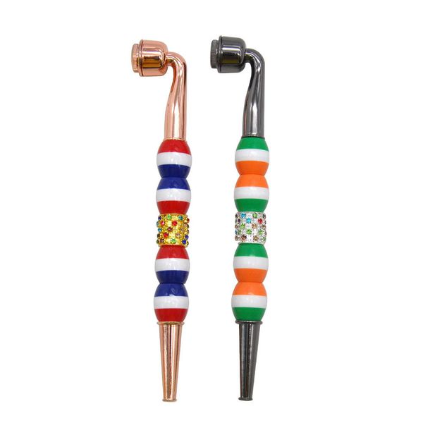 clean metal pipe multi-color round bead straight rod thin mouth cap oil burner pipes bongs