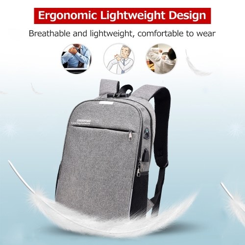 15.6 pouces sac à dos pour ordinateur portable grande capacité Anti-vol sac d'affaires avec mot de passe serrure externe USB & Interface casque noir