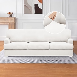 T Cushion Sofa Slipcover 4 Pieces Sofa Covers for T Cushion Sofa Soft Stretch Spandex Couch Cover Sofa Slip Covers Furniture Covers with 3 Individual T Cushion Shape Seat Covers Lightinthebox