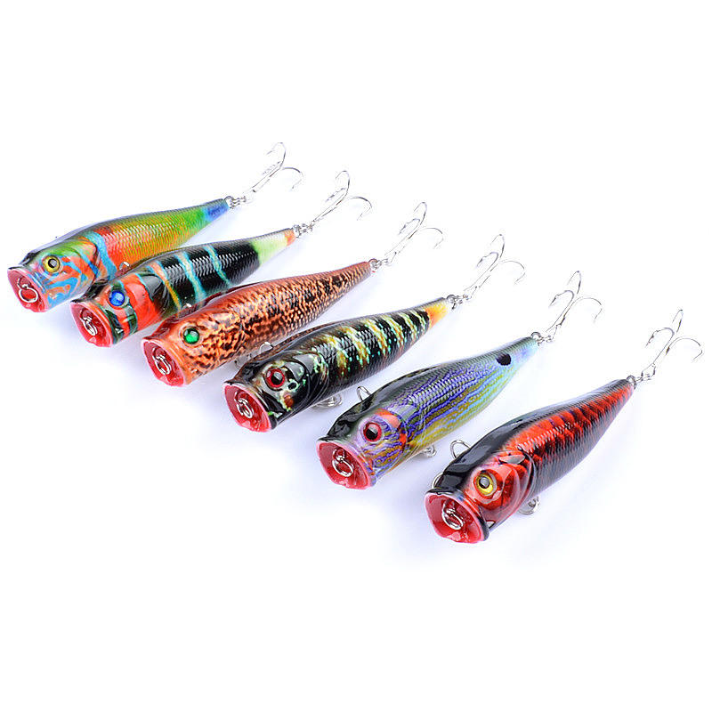 ZANLURE 6pcs/set 9cm 14.4g Fishing Lure Top Water Colorful Pattern Bionic Popper Hard Bait