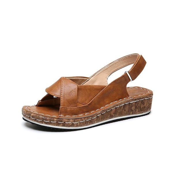 Sandals Latform Wedges Slippers Women PU Casual Fashion Gladiator Shoes Front & Rear Strap Open-Toed Flat Lady Adult