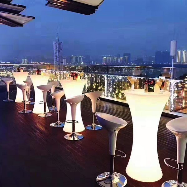 New Rechargeable LED Luminous Cocktail Table Furniture IP54 Waterproof Round Glowing Outdoor Bar kTV disco party supplies Decoration