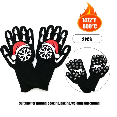 Guantes de cocina de 1 par Guantes de cocina multiusos resistentes al calor calentados para barbacoa