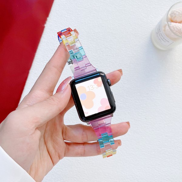 Corlorful Designer bands For Smart Apple Watch Band Watches Strap Series 7 S7 41MM 45MM Universal Acrylic bracelet designers Watchs Colorful Wowen Mens Straps USA UK