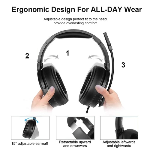 Auriculares para juegos NUBWO N15 Auriculares con cable sobre la oreja de 3.5 mm