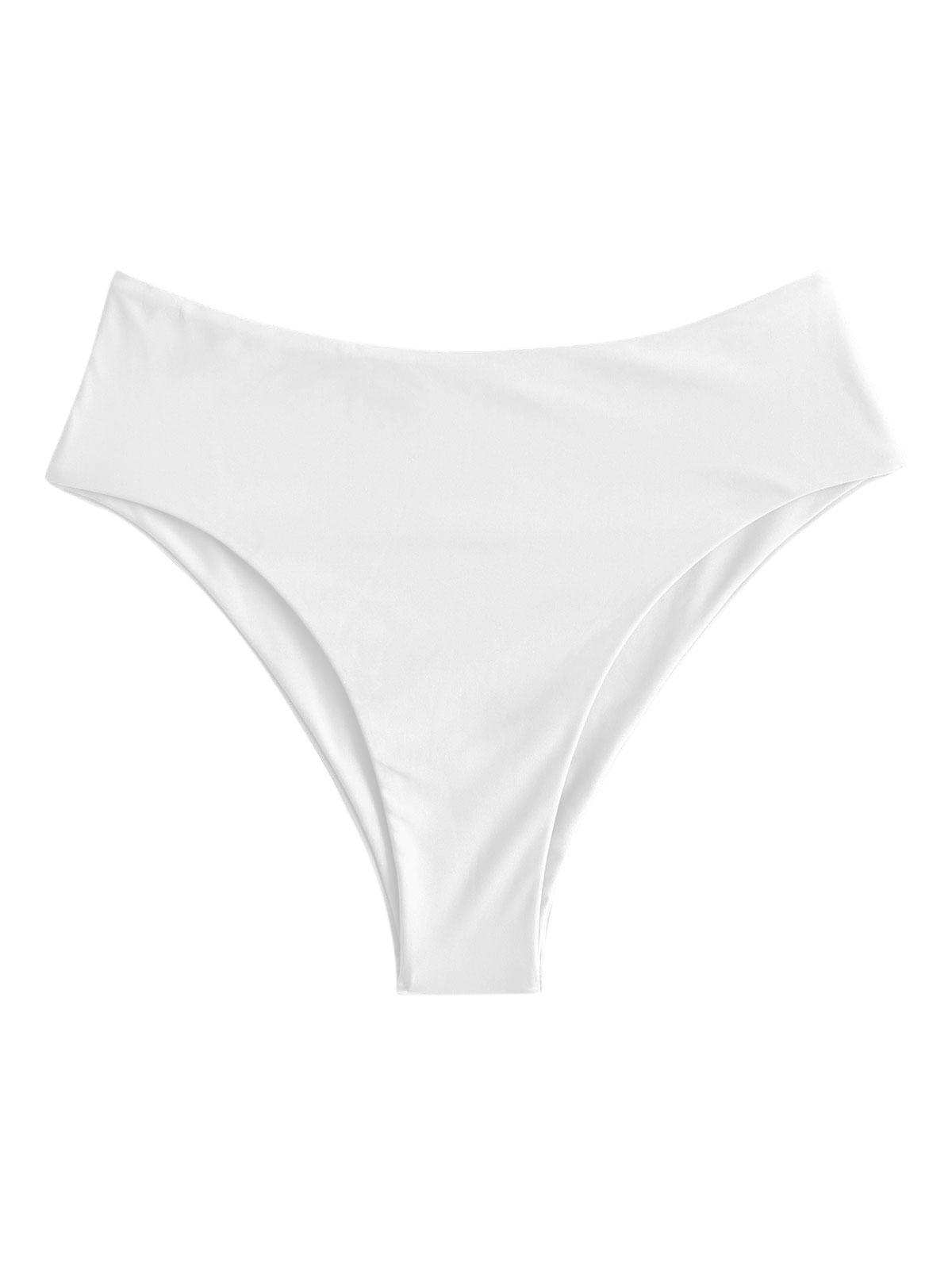 ZAFUL High Waisted High Leg Plain Bikini Bottom Xl White