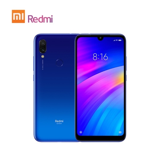 Xiaomi Redmi 7 Teléfono móvil 4GB RAM 64GB ROM Snapdragon 632 Octa Core 12MP 6.26 pulgadas HD + 4000mAh Batería Doble SIM Ranura para tarjeta Triple ID de cara Desbloqueado Teléfono inteligente