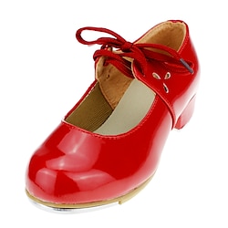Women's Tap Shoes Dance Shoes Disco Dance Folklorico Shoes Professional Heel Rhythm Thick Heel Round Toe Lace-up Adults Red Lightinthebox