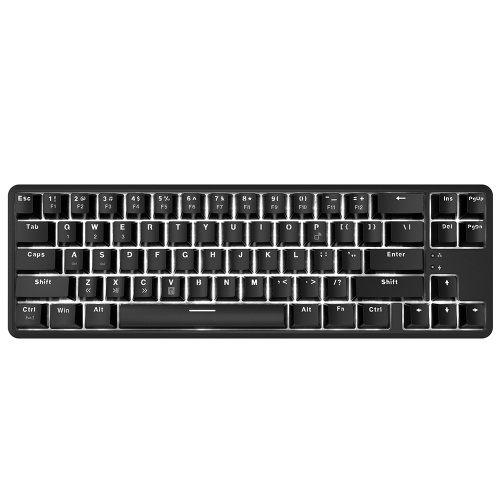Ajazz K680T Clavier mécanique bimode filaire et BT 68 touches Clavier mécanique à rétroéclairage blanc compact noir avec commutateurs bleus