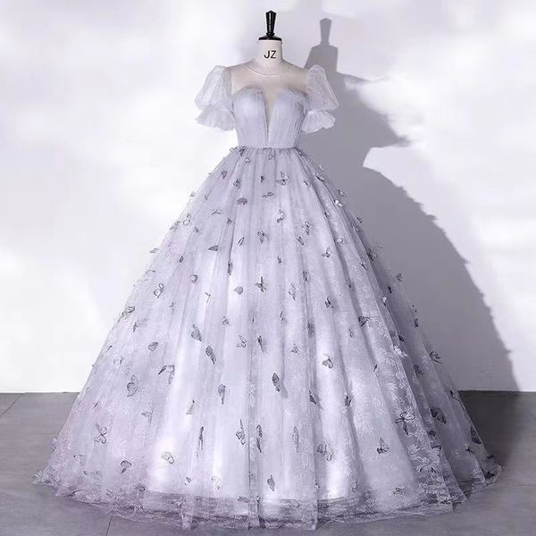 Evening Dresses Full lace vestido longo robe de soiree abendkleider butterfly Ball Gown Prom Dress Long Plus Size Cocktail party Dress