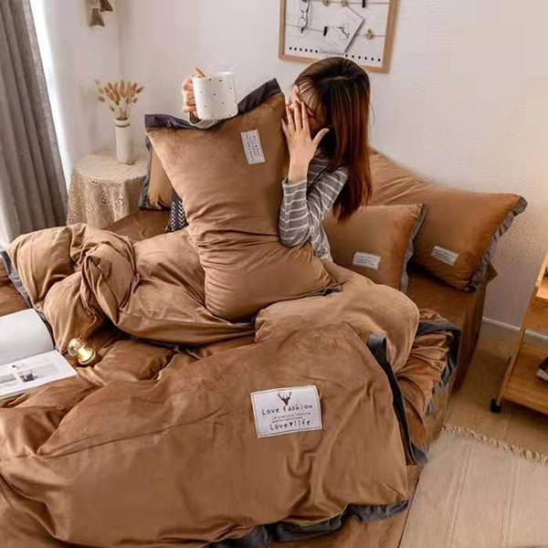 Luxury Crystal Velvet Bedding Set Fannel Duvet Cover Bed Sheet 4pcs/set Winter BedLinen King Queen Size Velvet Home Textile