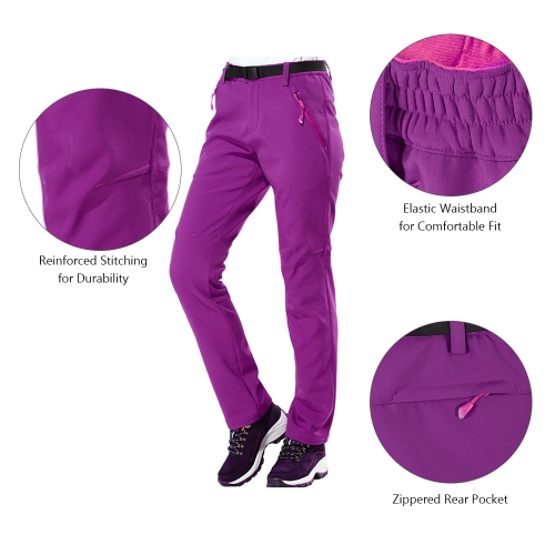 Women's Winter Warm Fleece Pants Outdoor Windproof Waterproof Snow Pants Trousers Skiing Fishing Camping Hiking Mountain Climbing