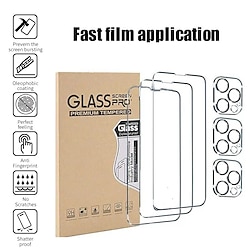 Lot de 3 protections d'écran pour iPhone 13 Pro et iPhone 13 avec 3 protections d'objectif en verre trempé, ultra HD, dureté 9h, résistant aux rayures - Compatible avec les étuis miniinthebox