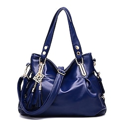 Women's Tote Shoulder Bag PU Leather Daily Date Office  Career Solid Color Yellowish brown Rubber powder Black Lightinthebox