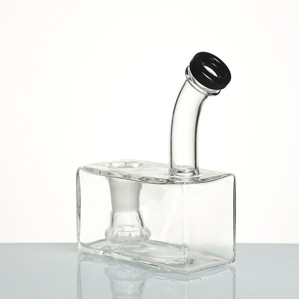 Square glass beaker bong dab rigs hookahs creative hookahs with 14 bowl mini bubbler for smoking