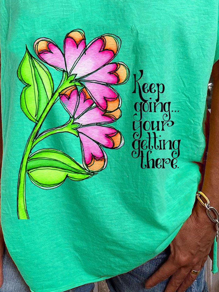 Sky Blue Cotton-Blend Casual T-Shirts - Noracora