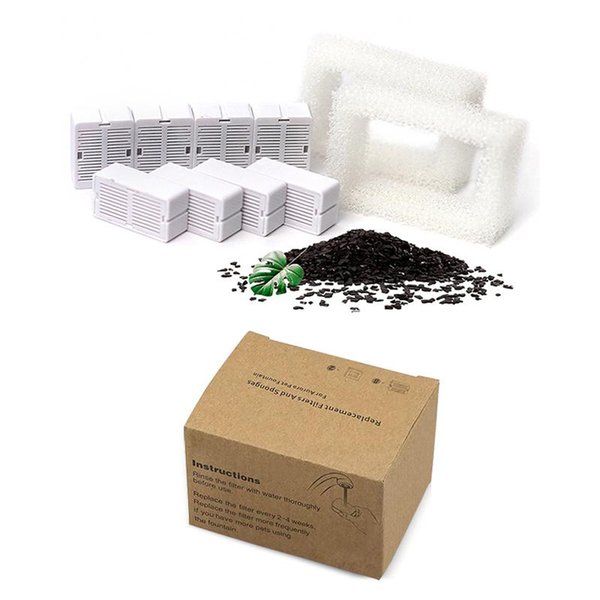 Cat Bowls & Feeders Replacement Activated Carbon Drinking Water Automatic Fountain Filter Pet Supplies For Dispenser 8 Filters 2 Foam
