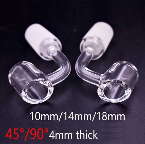 4mm thick club banger domeless quartz nail 10mm 14mm 18mm male female 90 45 Degrees 100% real Quartz Banger Nails for dab rig bong