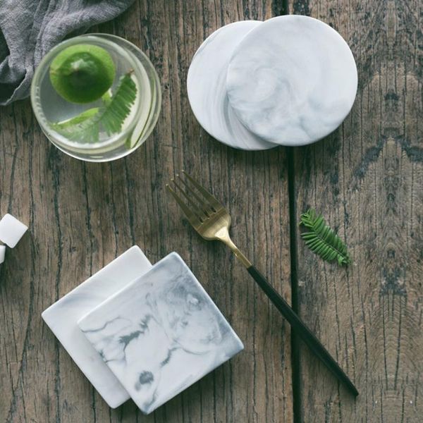 Mats & Pads Marble Pattern Ceramic Drink Coasters High Quality Coffee Cup For Table Placemats Decoration Accessories Supplies