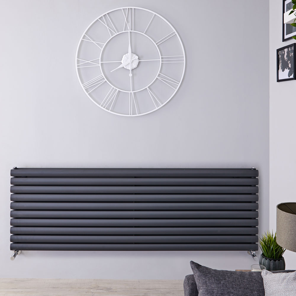 Radiador de Diseño Horizontal Doble - Antracita - 590mm x 1780mm x 78mm - 2066 Vatios - Revive