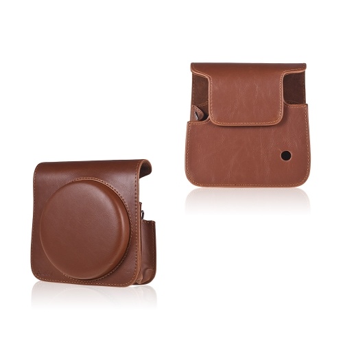 Funda protectora de Andoer PU bolsa de cuero con correa ajustable para Fujifilm Instax Square SQ6 Instant Film Camera Negro