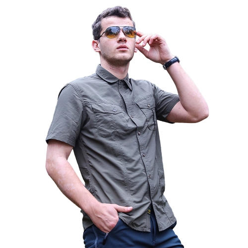 Men's Quick Drying Short Sleeve Shirt Outdoor Fishing Mountaineering Camping Summer Casual Shirt