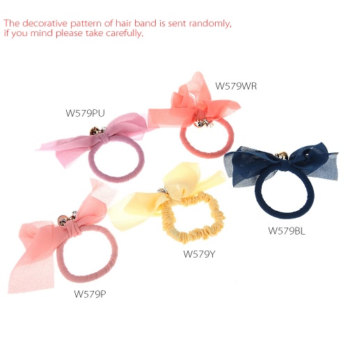 New Elegant Chiffon Elastic Hairband Pearl Bowknot Hair Ring Headband Women Jewelry Hair Decoration
