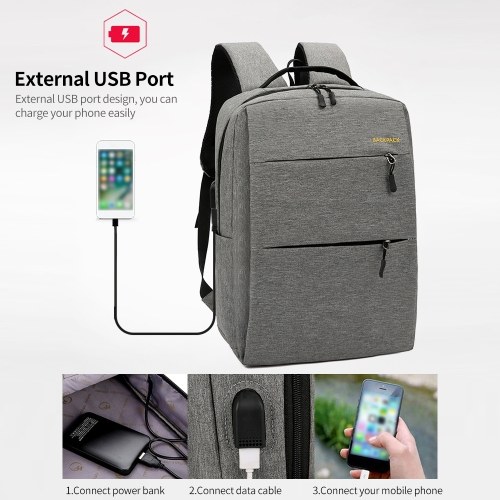 Sac à dos pour ordinateur en tissu Oxford de grande capacité, sac de voyage à la mode pour les loisirs d'affaires avec port USB externe, vin rouge