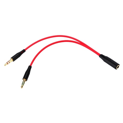 Cable de conversión de audio de 18 cm y 3.5 mm 2 Cable de conexión macho y hembra de 1 a hembra Cable de micrófono para auriculares con micrófono de dos en uno negro