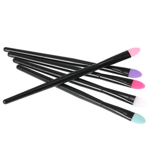 Ensemble de brosse à maquillage en silicone 5pcs Ensemble de brosse à ombre à paupières professionnel Outils cosmétiques faciaux pour femme Blanc