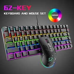 T60 ensemble clavier et souris mécanique 62 touches rvb 6400 dpi souris de jeu optique avec coussin pour ordinateur portable de bureau gamer miniinthebox