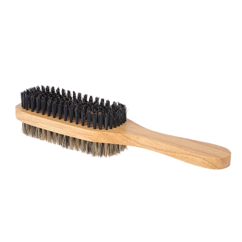 Cepillo de la barba de los hombres Cepillo de pelo facial de doble cara Peine de afeitar Cepillo de bigote macho Mango de madera maciza Tamaño opcional