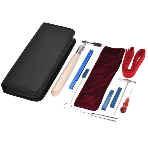 Professional Piano Tuning Tuner Maintenance Tools Kit with Tuning Fork Hammer Mute Wrench Carrying Bag