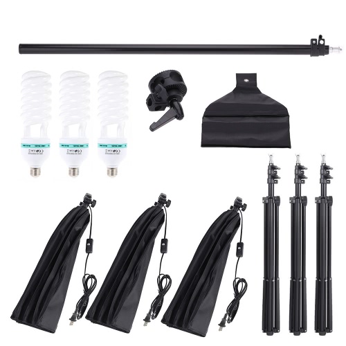 Fotografía profesional fotografía iluminación Kit conjunto con 135W de 5500K luz del día estudio Bombilla luz soporte cuadrado cubo Softbox voladizo bolsa