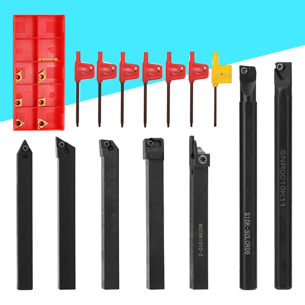 7pcs 10mm Shank Lathe Tool Holder Lathe Tools Metal Cutter Industrial Turning Rod With Carbide Inserts